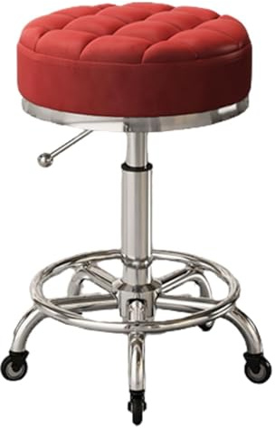FXLUHAY Silla de Montar Resistente: Taburete Giratorio de Altura Ajustable con Ruedas for salón, Bar, Oficina y hogar(Red)