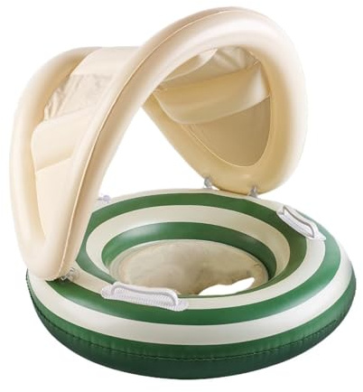Dewireaey Flotteur Piscine Bebe - avec Parasol Détachable Réglable - Bébé Gonflable Sécurisé avec Design Anti-Bascule - Accessoires Piscine pour Enfant De 3 À 48 Mois pour Bain, Plage