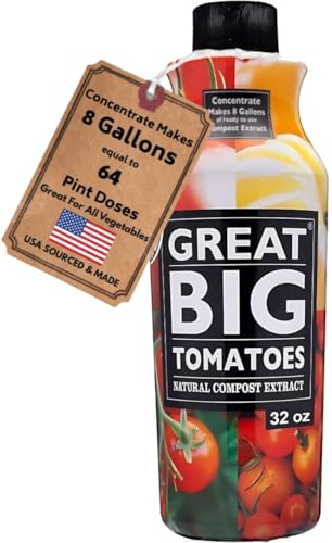 Great Big Tomatoes & Vegetables Soil Fertilizer Booster for Bigger Yields - Better Fertilizer, Plant Food Efficiency, & Garden Performance - Ideal Mothers Day Gift, 32 Ounce (Makes 8 Gallons)