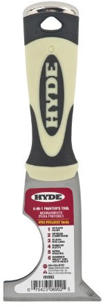 Hyde 2-1/2-Inch 6-in-1 Stiff Carbon Steel Scraper Blade Painter's Tool