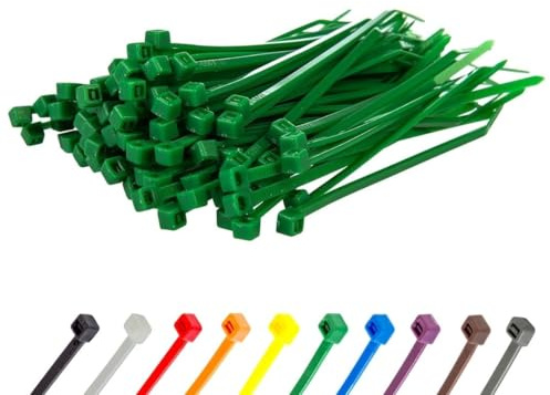 Gocableties - Collier de Serrage en Nylon - 100 mm x 2,5 mm - Vert - Attache Câble Petit Format - Serre-Câbles - Lot de 100 Pièces
