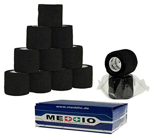 12 Haftbandagen Größe+Farbe wählbar - selbsthaftende Bandage Fixierverband selbstklebend, Farbe:black velvet, Größe:5cm