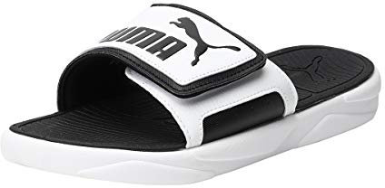 PUMA Unisex Royalcat Comfort Slide Sandal, White Black, 38 EU
