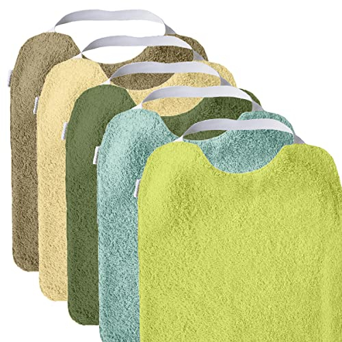 MIMUSELINA Set aus 5 Große Frottee Lätzchen Baby Wasserdicht Wiederverwendbar aus Baumwolle Premium mit Elastischem Hals | Hochwertige OEKO-TEX Lätzchen Baumwolle Ohne Plastik