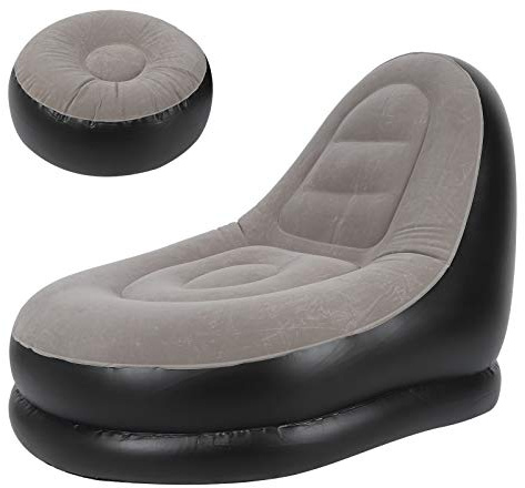 Zerodis Aufblasbarer Freizeit-Sofastuhl Moderner Loungesessel mit osmanischem Blow Up Chaise Hautfreundlicher Air Lazy Sofaset Klappbarer Liegesofastuhl für den Balkongarten im Wohnzimmer