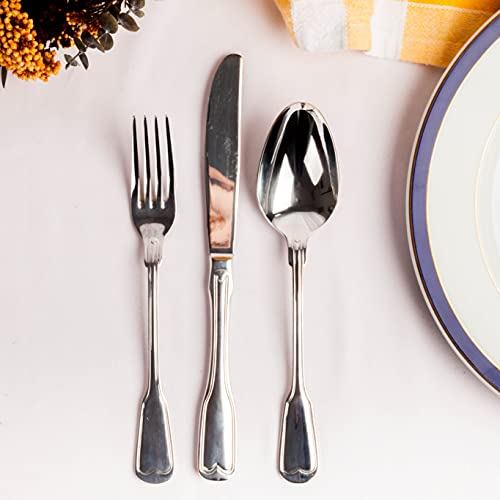 Juego de cubiertos mesa en acero inoxidable con baño de plata (18 piezas) Bonn 5500, 6 cucharas mesa ;20 cm 6 tenedores mesa 19,5 cm;6 cuchillos mesa21,5 cm