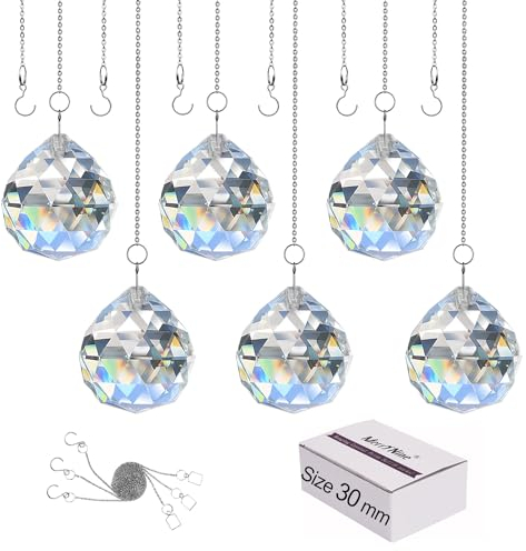 MerryNine Clear Crystal Ball Prism Sun Shine Catcher Rainbow Pendants Maker, Prismes de cristaux suspendus Pour Les fenêtres, Pour le Feng Shui, Pour Les cadeaux. (30mm)
