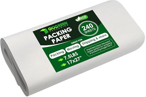 Newsprint Packing Paper – 240 Sheets, Large 27 x 17 Unprinted Packing Paper Sheets for Moving, Shipping, Wrapping & Storage | Packaging Paper for Moving, Packing, Made in USA.