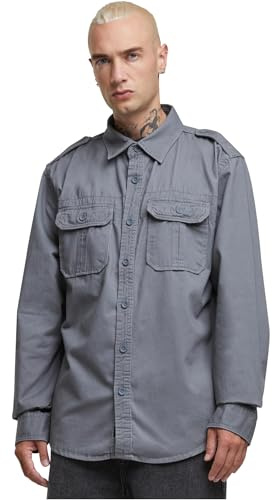 Brandit Vintage Shirt Long Sleeve, Color: charc grey, Size: M
