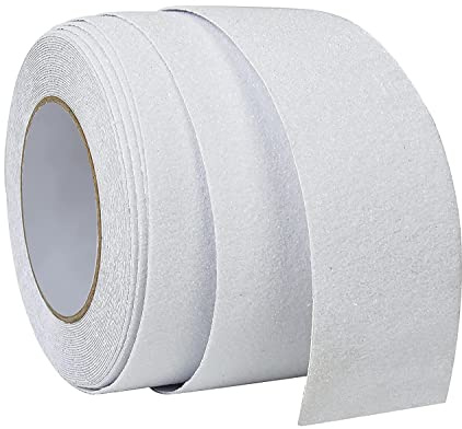 GUUZI 50mm*10meter Anti-Slip Dragtejp, Grip Tejp för Trappor, 80 Grit, Bra Grepp och Friktion, Säker Slitbana, Starkt Slipande Lim för Trappor Inomhus Utomhus (Transparent)