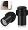 TOKPLNU Lot de 2 butées de porte noires de 50 mm en acier inoxydable très résistant pour plinthes, butée de porte d'extérieur moderne avec embout en caoutchouc et anneau