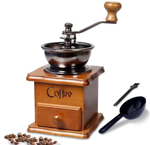 Manual Coffee Grinder Mini Vintage Wooden Coffee Bean Grinder for Decoration Display Antique Coffee Mill for Making Mesh Coffee Classic French Press for Decoration