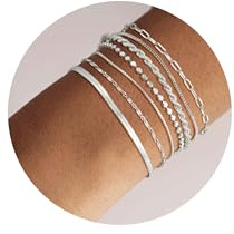 Kyerlyn Silver Bracelets for Women Trendy Waterproof Silver Dainty Bracelet Stack Adjustable Layered Bracelet Set Minimalist Fashion Jewelry