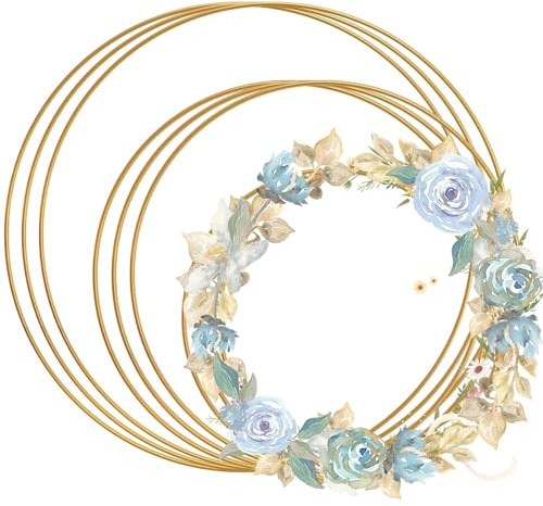 WDZGX Cercle Metal Cercle Attrape Rêve 9pcs 20Ccm 25cm 30cm Anneau Attrape Rêve Bricolage Couronne Cerceau Floral pour Décoration pour des Mariages des fêtes prénatales ou la d'intérieur(Doré)