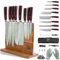 FULLHI 15 Piece Japanese Knife Set with Magnetic Knife Block Holder, Stainless Steel Kitchen Knife Set with Knife Bag