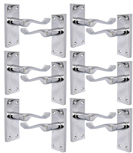 Haven Heritage Victorian Scroll Lever Door Handles on Plate – Classic Traditional Interior Handles – Lock & Bathroom Variants – Multiple Pack Sizes (6 Pairs)