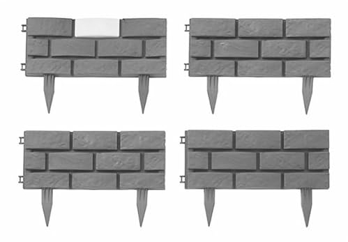 HTI living Beeteinfassung Nessa Solar Steinmauer 4-teilig Grau Beetbegrenzung Beetumrandung