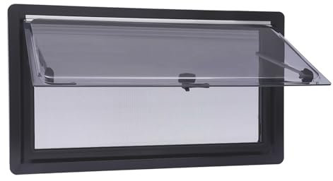 Finestra da tetto 90 x 50 cm, copertura per tetto, roulotte, roulotte, roulotte, finestre, camper con protezione dagli insetti e tre angoli di apertura in acrilico e alluminio