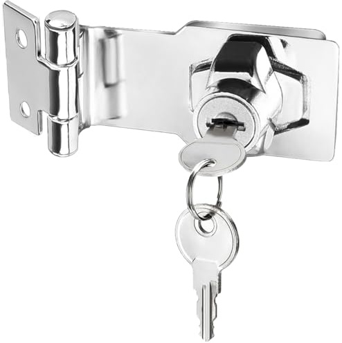 Litensh, Loquet à clé à angle droit de 90 degrés, loquet à clé avec bouton à molette, loquet de verrouillage à clé, loquets pour abris de jardin, loquet de porte (3 Inch - Right Angle)