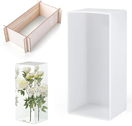 Waitamo Deep Rectangle Resin Moulds Silicone with Wooden Frame Reusable Epoxy Molds for DIY Flower Preservation, Resin Bookends, Home Decor and Art Projects (7.2x3.3x2.3in)