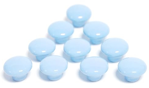 Auped Lot de 10 boutons de meuble en céramique (bleu clair) – Design vintage pour chambre d'enfant, cuisine et commode – Avec matériel de montage
