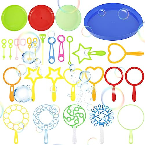 28 Stücke Seifenblasen Set für Kinder, Zauberstab Einstellen Seifenblasen Bubble Maker Spiele, Seifenblasenstäbe Seifenblasens Blase für Indoor und Outdoor Hochzeit, Kindergeburtstag, Polterabend