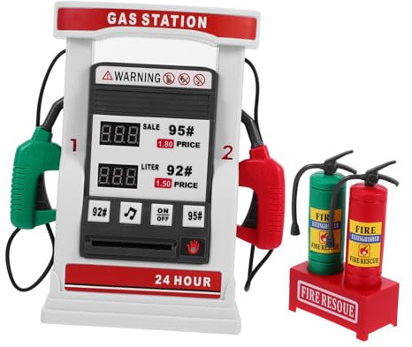Toyvian Multi-Function Gas Station Toy with Card Swiping Voice Prompt Realistic Diy Gas Pump Model for Kids Educational Play and Hands- Learning