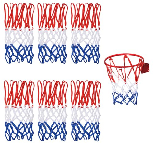 XLIUAX 6 Stücke Basketball Ersatz Netz, Profi Basketballnetz Basketballkorb für 8 Schlaufen Kleines Basketballkorbnetz für Basketballkorb Schulspielplätze im Freien Indoor Sportarten