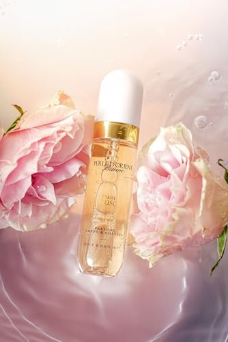 Fresh Musc Brume Parfumée Corps & Cheveux – Perle d’Orient – brume parfumée femme – musc vanille – voile léger non collant – Fabriquée en France [80 ml]