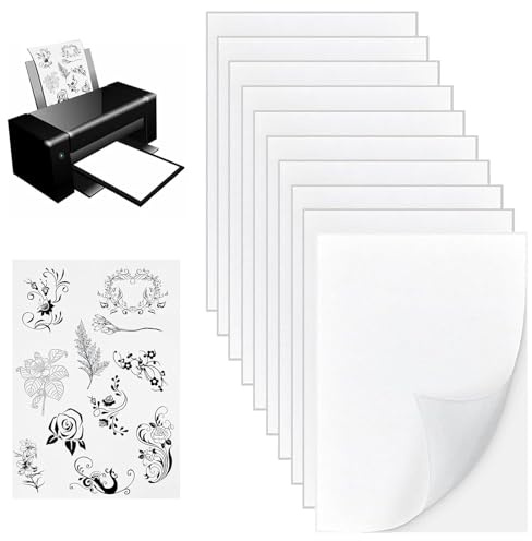10 Pcs Water Soluble Embroidery Stabilizer,A4 Dissolvable Embroidery Paper,Self-Adhesive Printable Backing for Machine and Hand Stitching（50 gm）