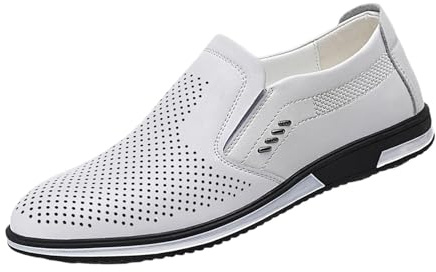 Chaussures Homme Cuir Mocassins - Chaussure Homme Cuir Confortable Blanche Chaussure Ville Antidérapante Chaussures A Enfiler Elegant Shoes Été Sneaker Minimalistes Mocassins