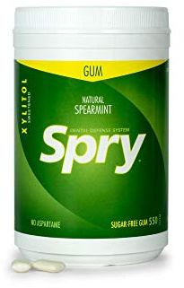Spry Fresh Natural Xylitol Chewing Gum Dental Defense System - Aspartame-Free, Sugar-Free, Non-GMO, Gluten-Free (Spearmint, 550 Count - Pack of 1)