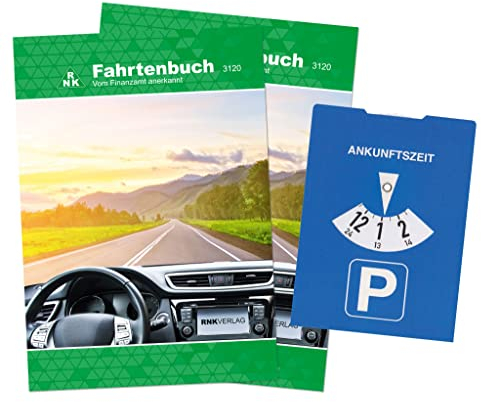RNKVERLAG 3120/2 - 2 Fahrtenbücher für Pkw in DIN A5 mit Tipps und Hinweisen und zusätzlicher Parkscheibe, vom Finanzamt anerkannt