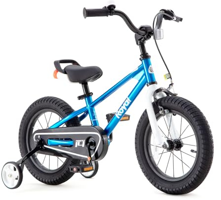RoyalBaby Freestyle Kids Bike, 12 Inch with Training Wheels, Blue