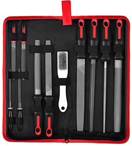 10 Stück COSMOERY Feilen Set 200mm, Flachfeile Halbrund, Rundkopffeile, Flachfeile 150mm, Schlüsselfeile 100mm, für 3D-Druck, Holzarbeiten und Werkstatt.