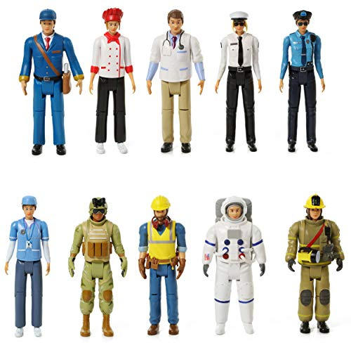 Beverly Hills Doll Collection Sweet Li’l Family Dollhouse Figures - Firefighter, Police Officer, Doctor and More, Set of 10 Action Figure People Doll House Set, Pretend Play for Kids and Toddlers