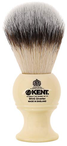 Kent BK4S Shaving Brush with Ultra-Soft Silvertext Synthetic Bristles and Faux Ivory Resin Handle to use with Shave Cream or Soap for a Perfect Lather. Luxury Shaving Since 1777, Made in England