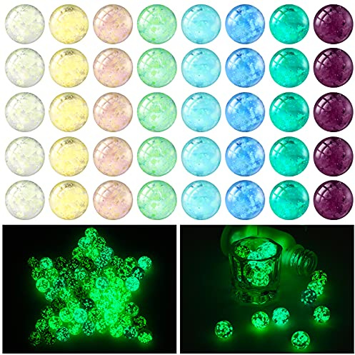 48 Pieces Marbles Glow in The Dark for Kids Mixed Colors Luminous Glass Marbles Runs for Kids Games DIY and Home Decoration(1.4 CM/ 0.55 Inch)