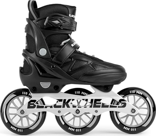 BLACKWHEELS Dynamic Inline Skates – Pattini veloci a tre ruote con guida in alluminio, cuscinetti a sfera ABEC-7 e regolazione one-step per viaggi veloci e dinamici