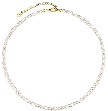 FOCALOOK Barock Perlenketten Perlenkette Damen Choker Perlen Herren Perlen Ketten Weiße Perlenkette Pearl Necklace Accessoires Perlenschmuck für Geburtstag