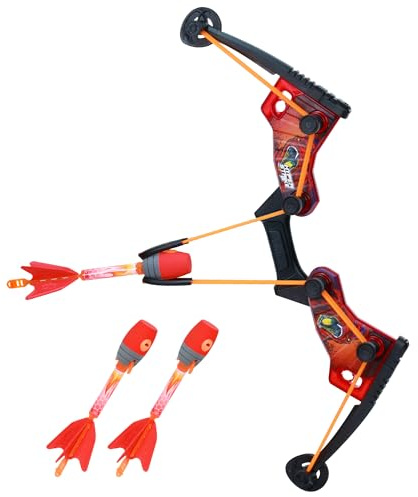 Zing HyperStrike FireTek Bow Archer Pack, Light Up Bow and Light Up Zonic Whistle Arrows, Shoots Arrows Over 200ft, Outdoor Play with Friends and Family, for Ages 14+ (Red)