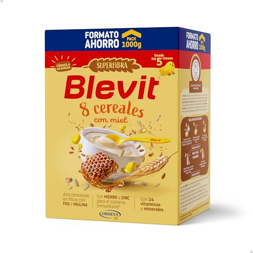 Blevit Superfibra 8 Cereales con Miel | 1kg | Papilla de 8 Cereales para Bebé desde los 5 Meses - Con Miel, Vitaminas, Minerales y Fibra
