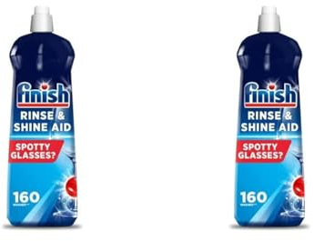 Finish, Dishwasher Rinse Aid, Fresh Rinse & Shine Cleaner, 1.6L (800ml x 2 pck), Ultimate Clean & Diamond Shine, Glass Protection, Spot Prevention, Better Drying vs Finish Detergent alone