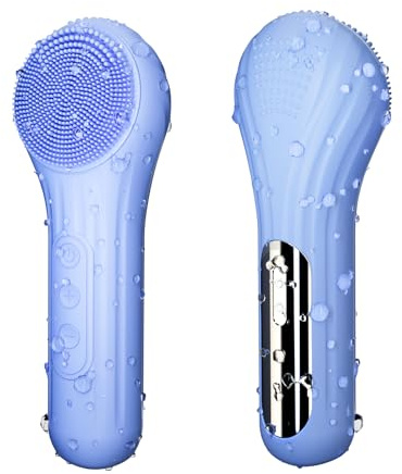 5 Modes Silicone Face Scrubber, Waterproof Face Scrubber Exfoliator for Men & Women, Rechargeable Electric Facial Cleansing Brush for Deep Cleansing, Exfoliating, Massage (Blue)
