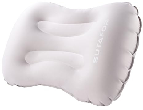 SUTAFOR Oreiller de Camping Gonflable Coussin de Voyage Ultraléger 73g pour Randonnee, Extérieur Coussin de Plage en TPU Doux et Confortables, Gris