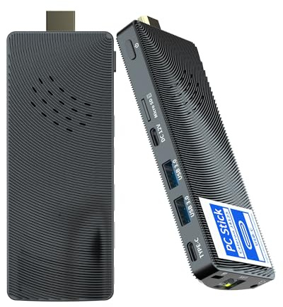 HEIGAOLAPC Mini PC Stick, Win 11 Intel Celeron J4105, 8 GB RAM, 128 GB eMMC, USB-C Fanless Desktop PC, USB 3.0 x 2, Gigabit Ethernet, 4K 60Hz, Wi-Fi 6 / BT 5.2, HDMI 2.0, for Business Home Office