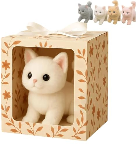Juguete Realista para Gatos: Peluche Interactivo, Realista y ultrasuave para Gatos, Que aporta alegría y Calidez sin Fin. Robot de Peluche para Regalo, Que Camina, maúlla y Mueve la Cola.