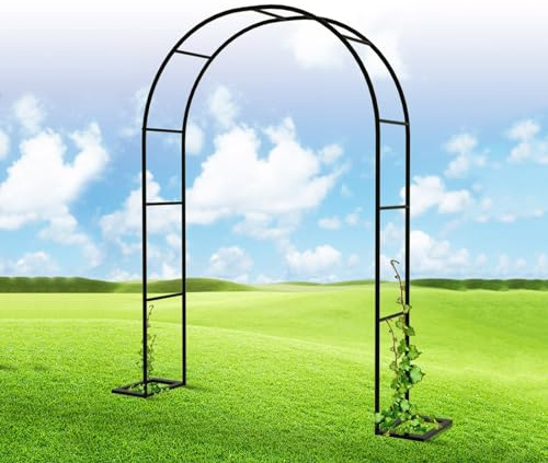 Arche de jardin élégante en métal – Tonnelle de mariage robuste pour roses grimpantes et fruits, parfaite pour les entrées, les terrasses, les anniversaires et les célébrations de Noël, base solide