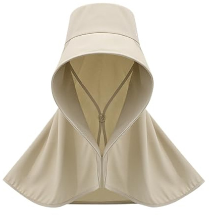 Generisch Cappello da sole estivo da donna, a tesa larga, cappello da spiaggia, traspirante, in seta di ghiaccio, morbido, per viaggi, vacanze all'aperto, beige., Taglia unica