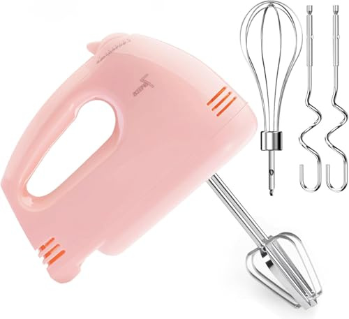 Hand Mixer, Electric Cake Whisk Food Mixer for Baking Self-Control/Turbo Boost + 4 Stainless Steel Accessory Food Beater for Cake Bread (CX6610-PK)